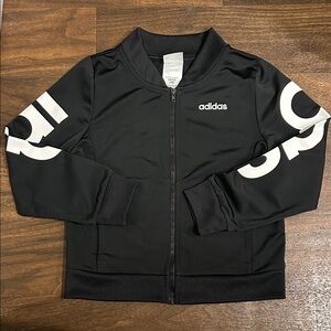 Adidas Black Jacket with White Logo and Sleeve Design